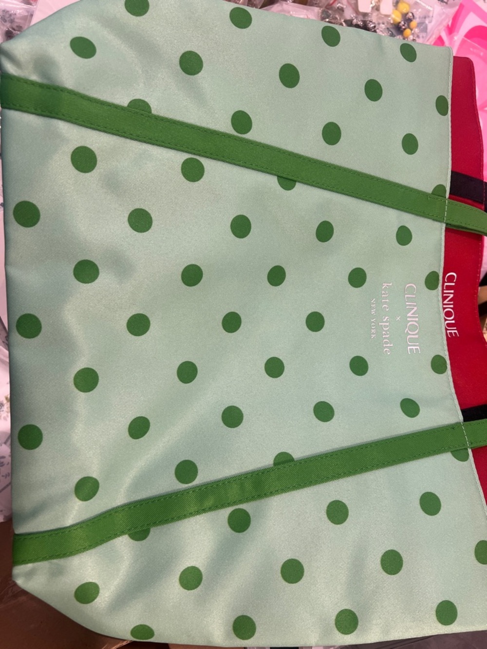 Fill the bag Clinique x kate spade Green Polka Dot Tote